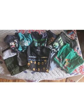 Boys sz 8-10 shirt shorts bundle summer minecraft dinosaur astronaut shark
